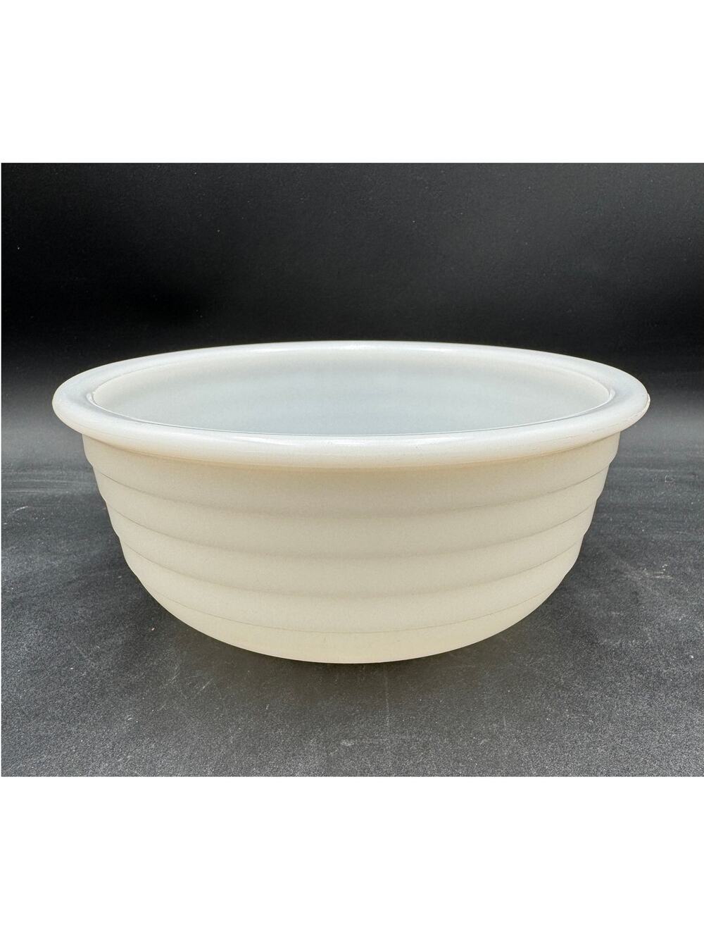 Vintage Milk Glass Ribbed Mixing Bowl 9 Inch